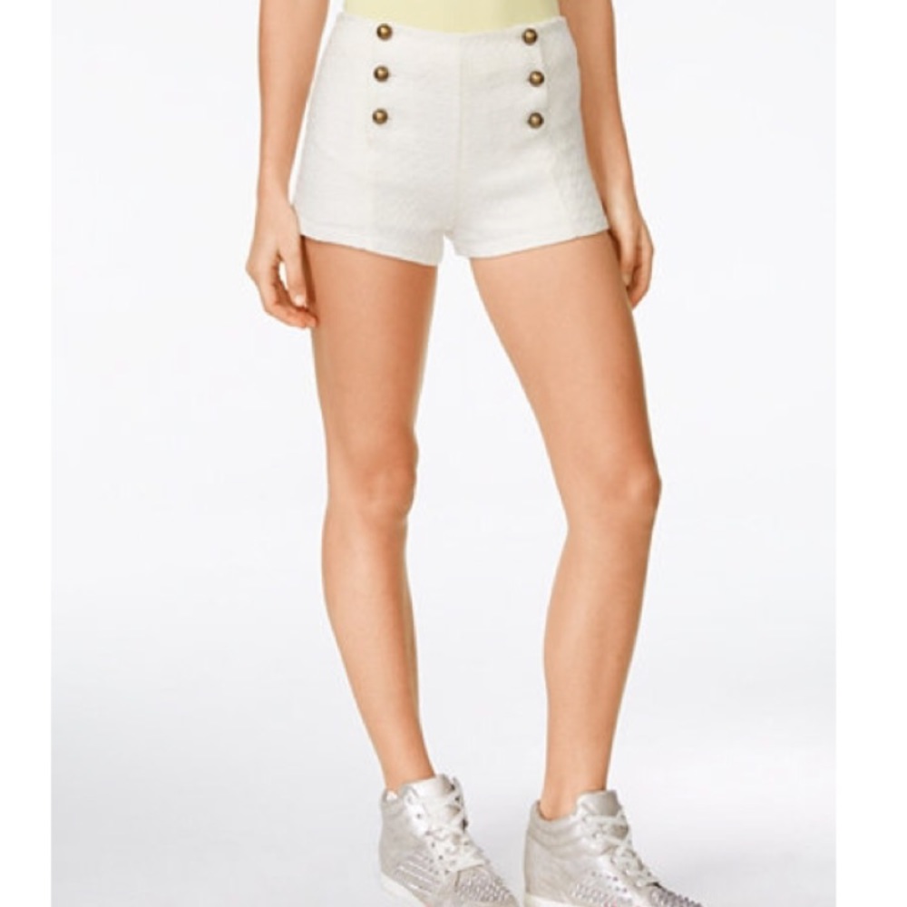 NWT Disney White Military Shorts Hi Rise Button